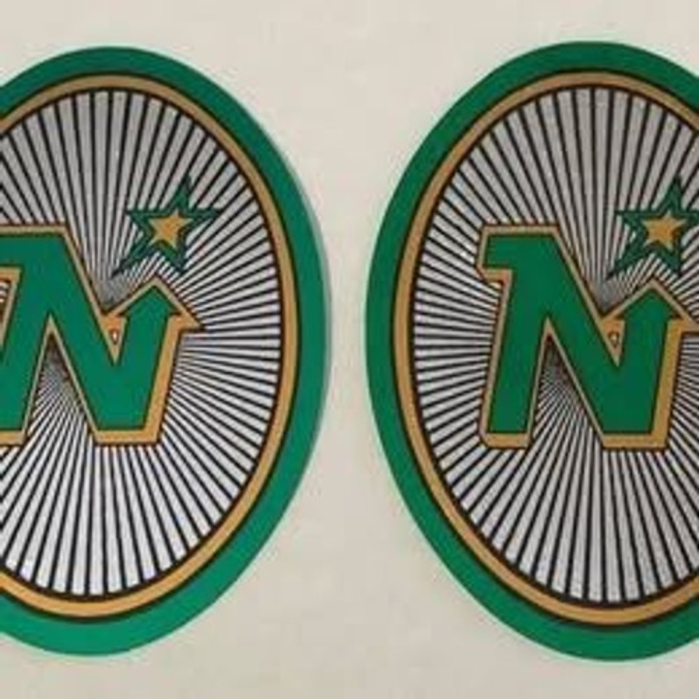Vintage Lot of 2 1980s Minnesota North Stars Hockey Shiny Oval Stickers